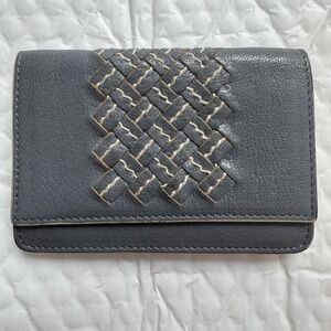 Bottega Veneta Blue IntracciatoLeather Bifold Card Case 4.5"x3"x.5"‎ EUC W COA